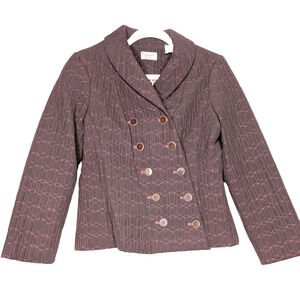 Penguin Brown Quilted Asymmetric Button Double Breasted Preppy Twee Jacket 10